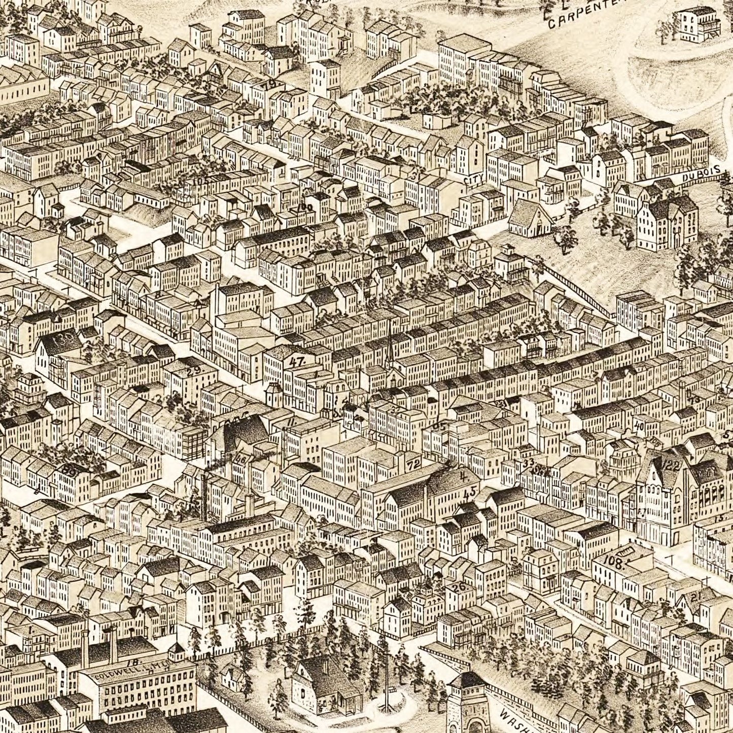 Vintage Map of Newburgh, New York 1900