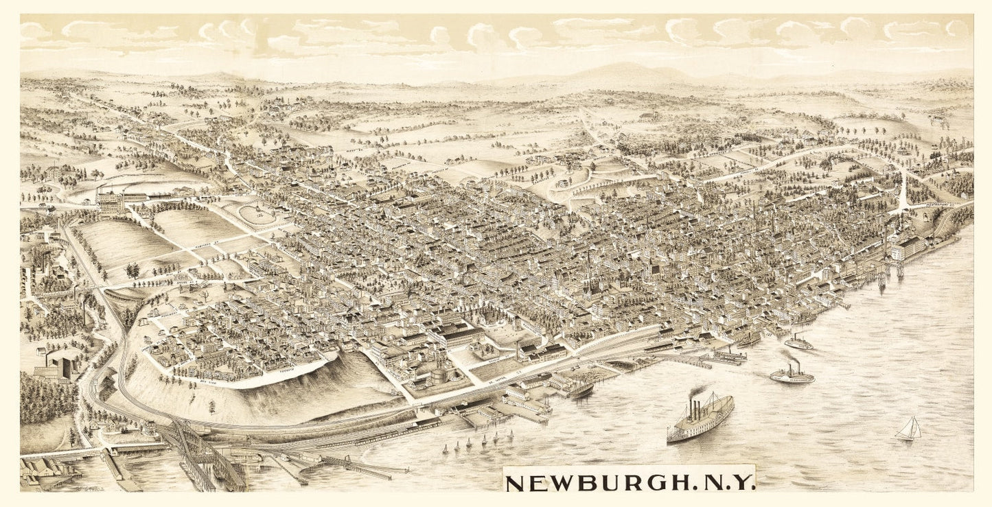 Vintage Map of Newburgh, New York 1900