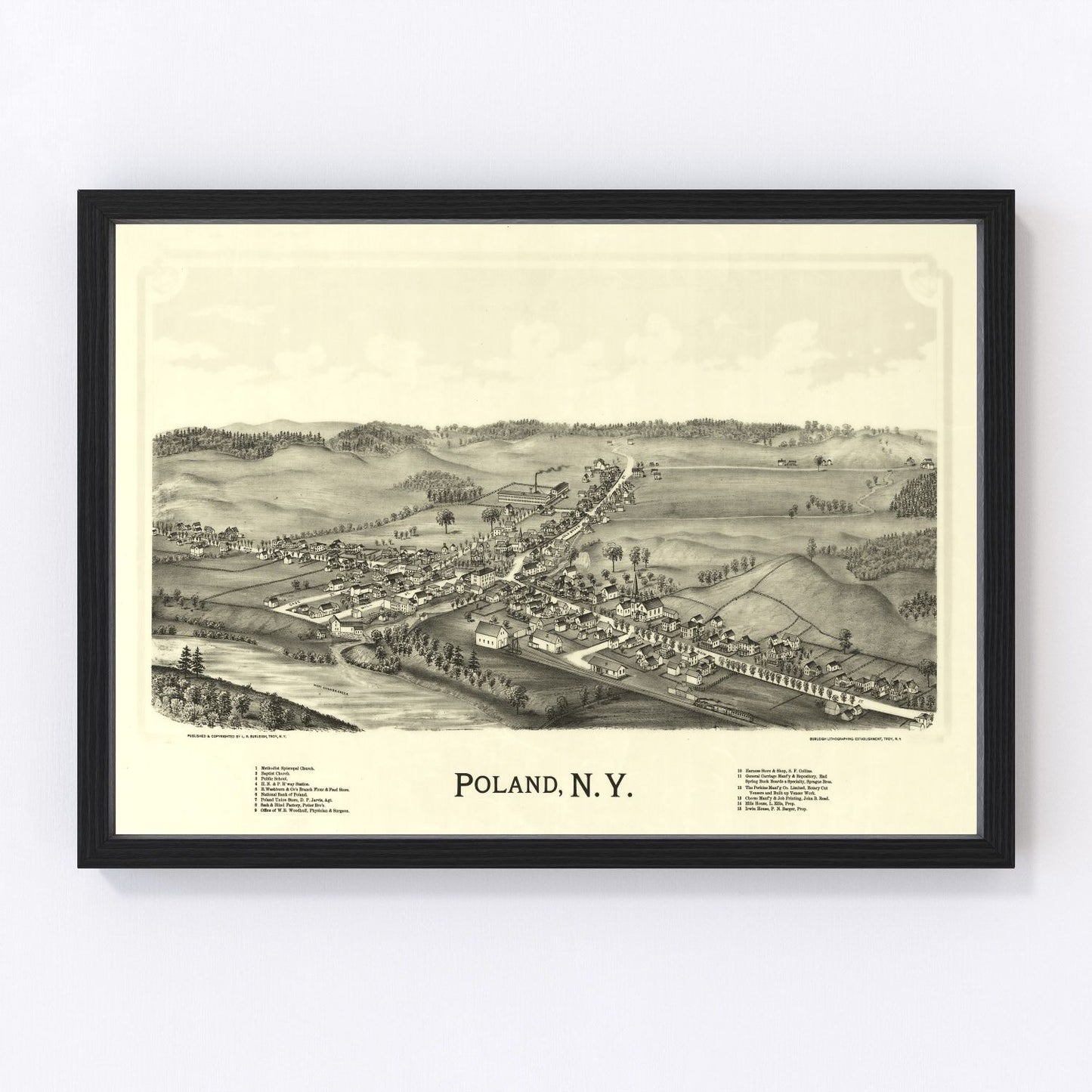 Vintage Map of Poland, New York 1890