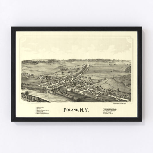 Vintage Map of Poland, New York 1890