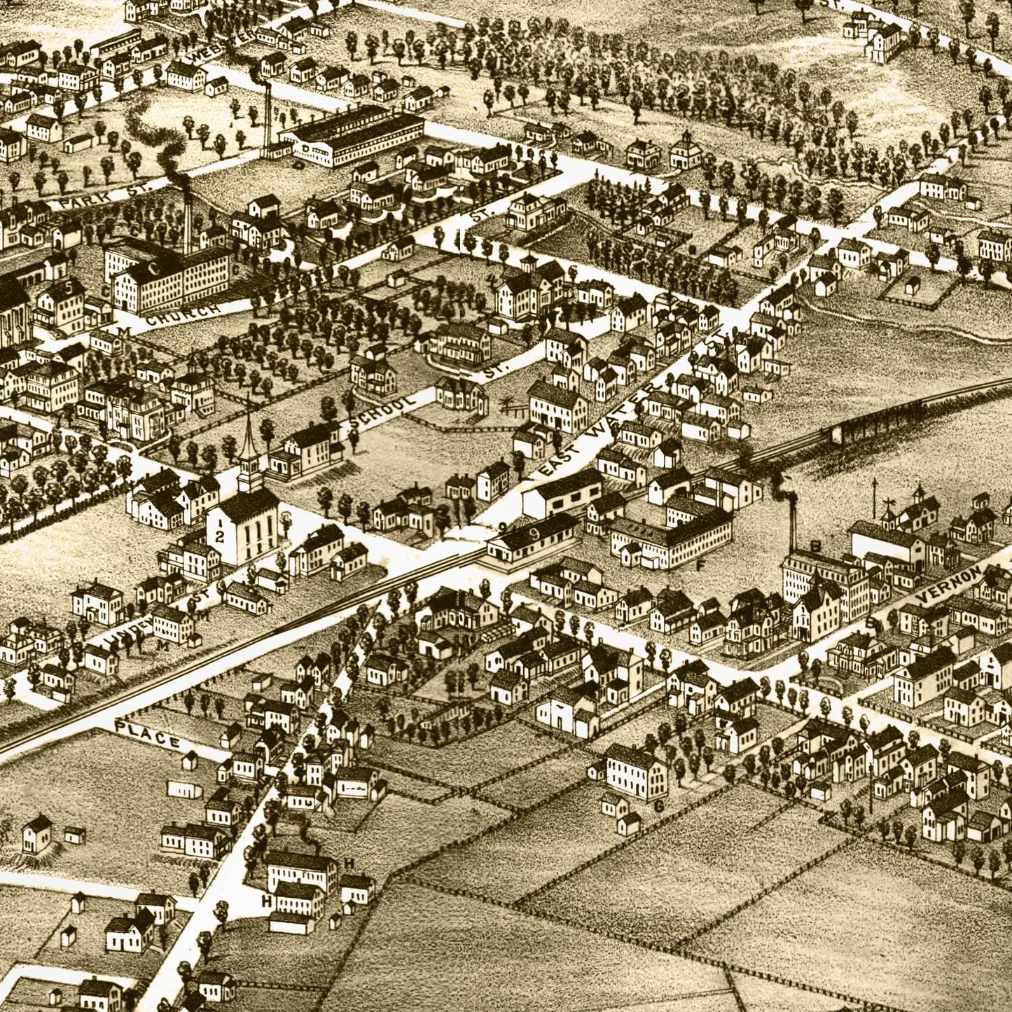 Vintage Map of Rockland, Massachusetts 1881