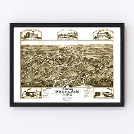 Vintage Map of Rockland, Massachusetts 1881