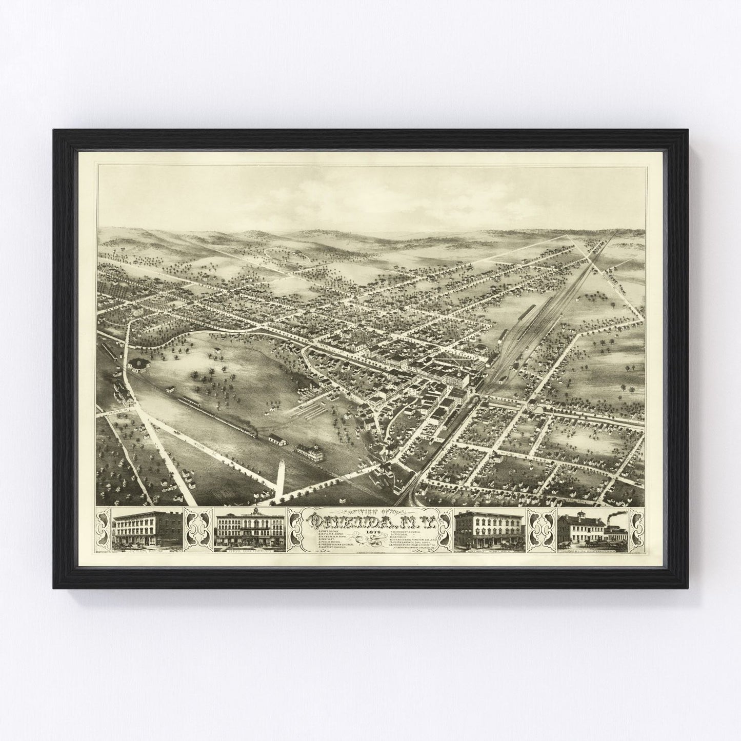 Vintage Map of Oneida, New York 1874