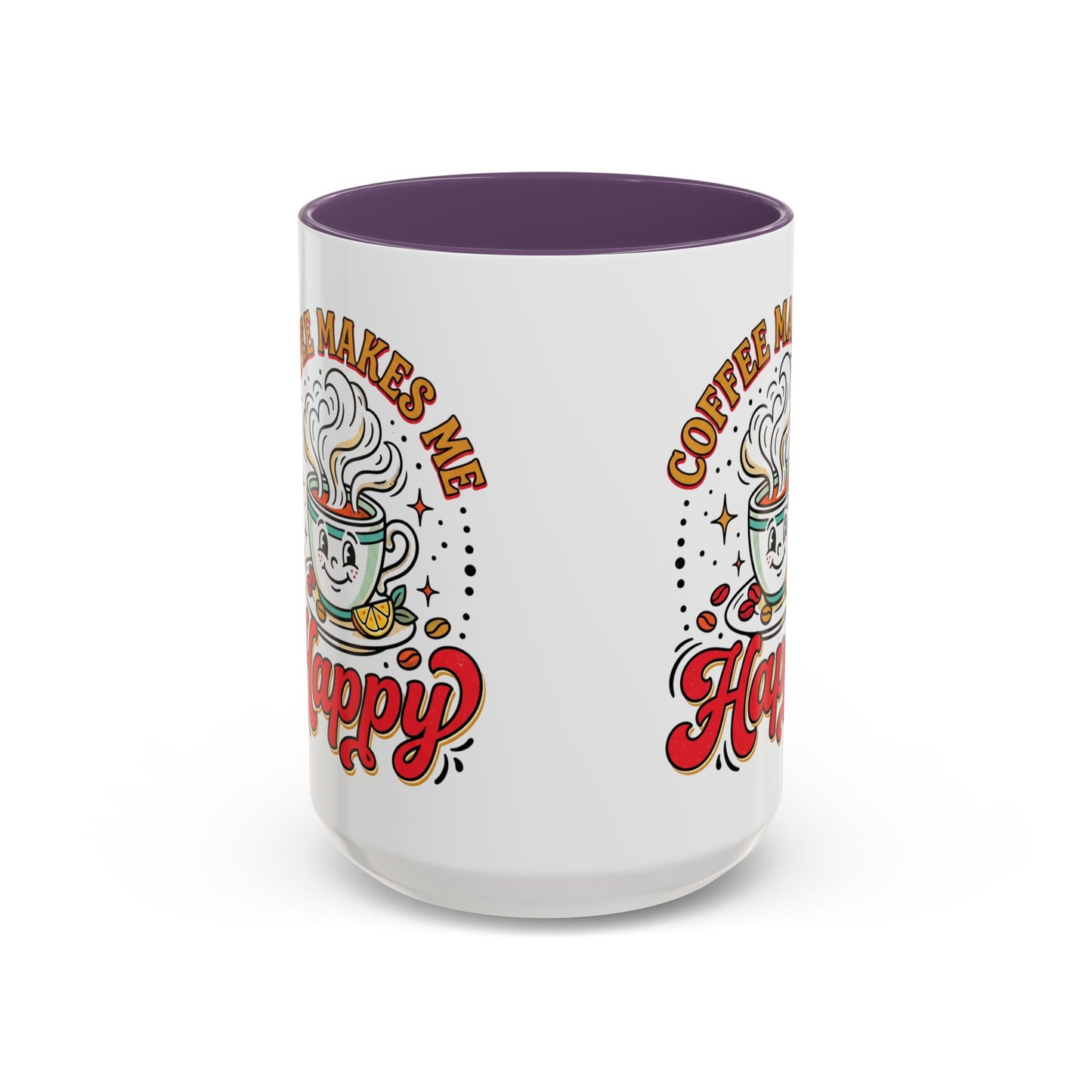 Coffee Mug — "Coffee Makes Me Happy" Cute Retro Accent Mug (11/15oz)