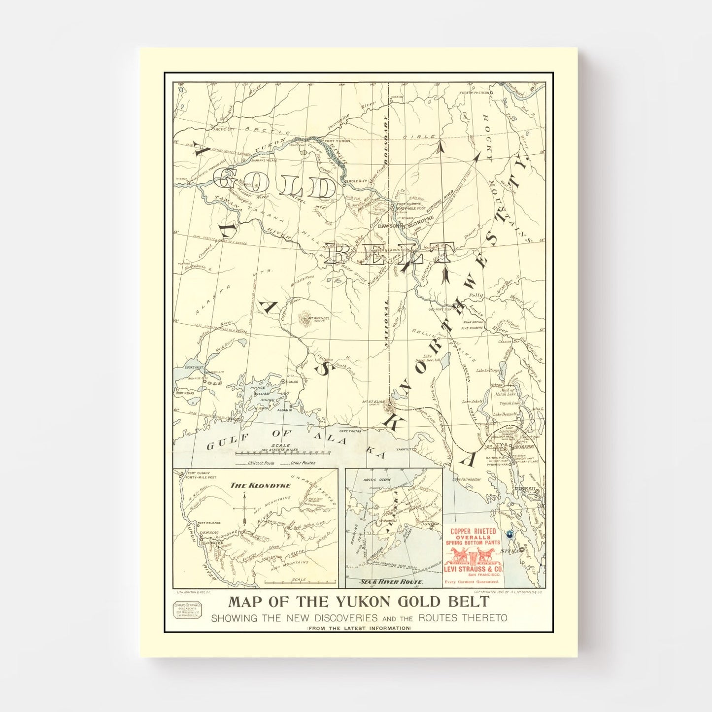Vintage Yukon Gold Belt Map 1897