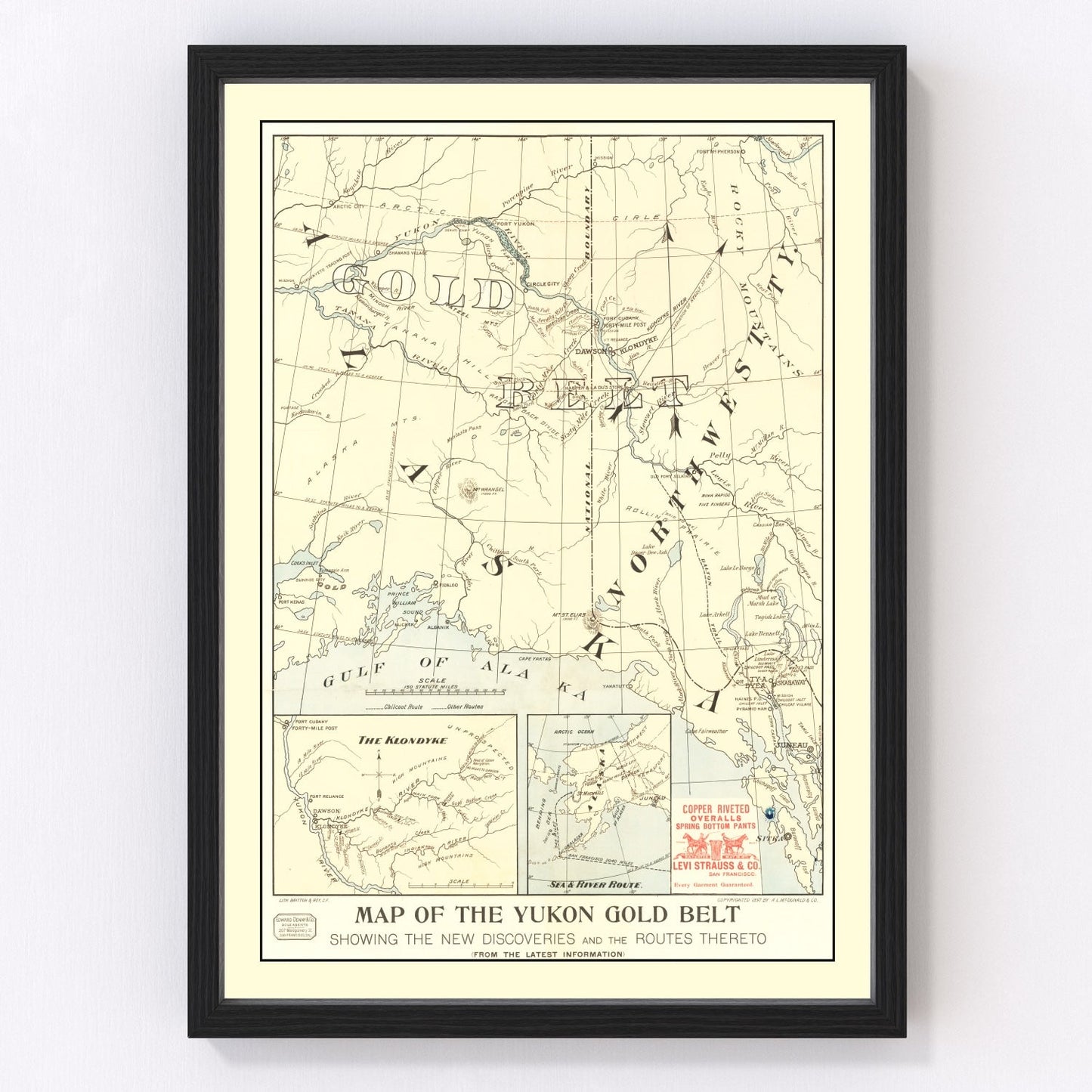 Vintage Yukon Gold Belt Map 1897