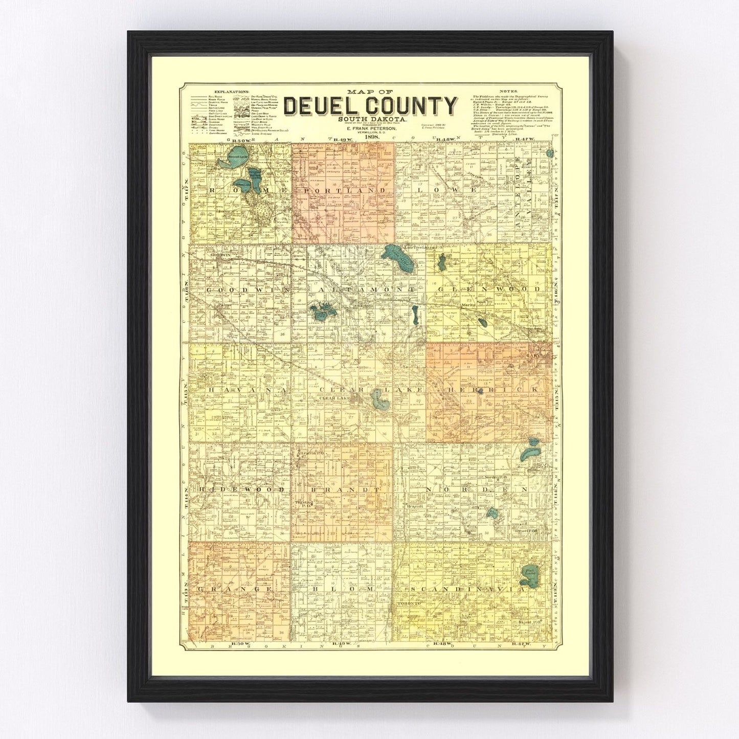 Vintage Map of Deuel County, South Dakota 1899
