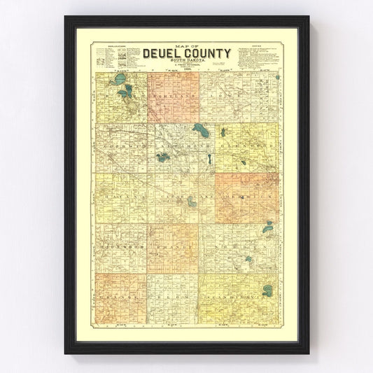 Vintage Map of Deuel County, South Dakota 1899
