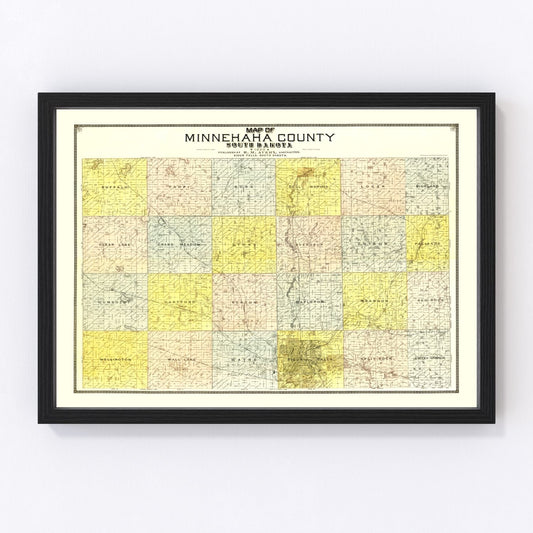 Vintage Map of Minnehaha County, South Dakota 1893