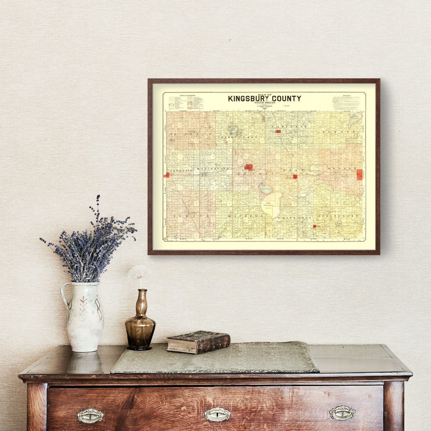 Vintage Map of Kingsbury County, South Dakota 1899