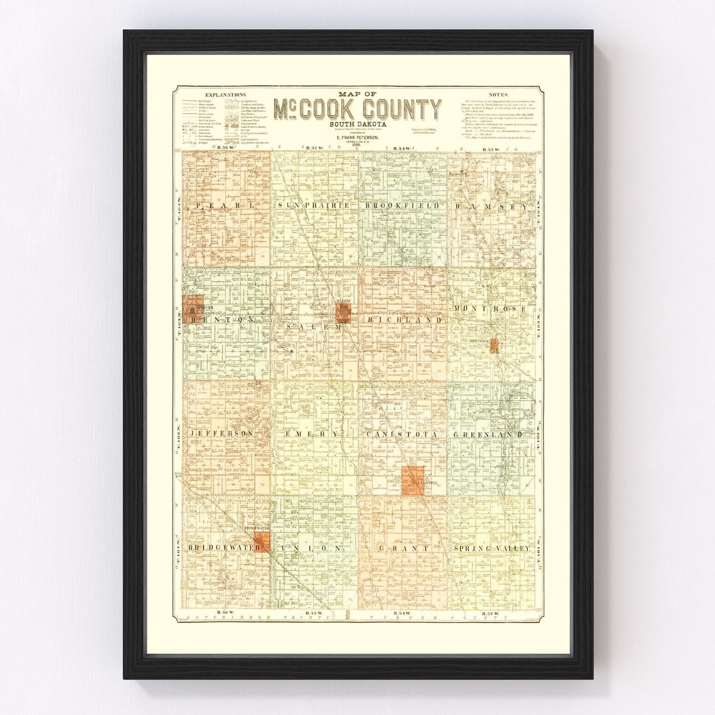 Vintage Map of McCook County, South Dakota 1900
