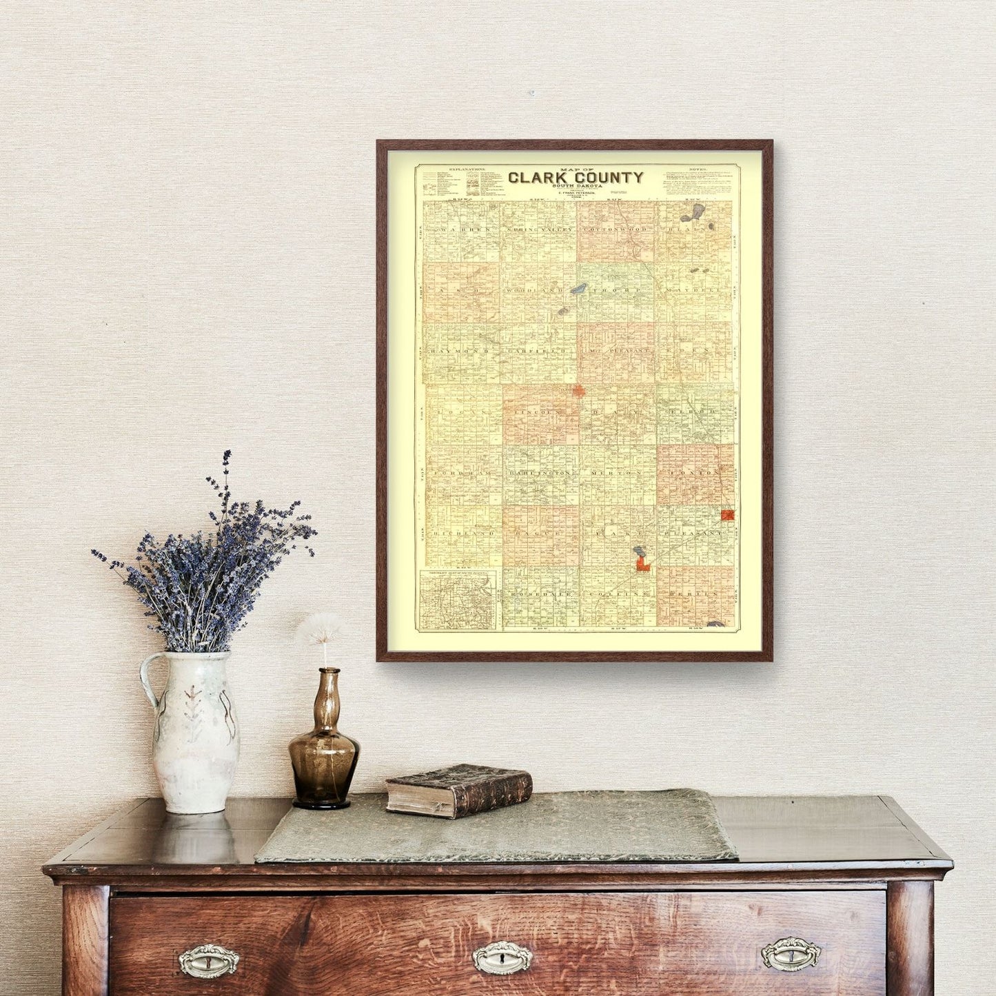 Vintage Map of Clark County, South Dakota 1900
