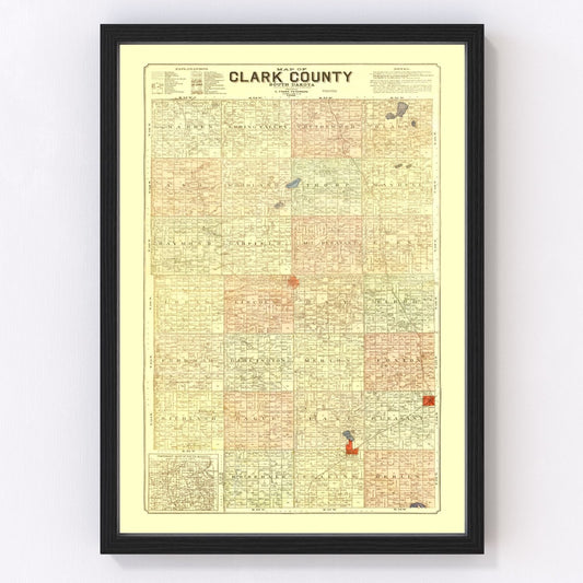 Vintage Map of Clark County, South Dakota 1900