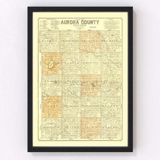 Vintage Map of Aurora County, South Dakota 1900