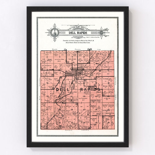 Vintage Map of Dell Rapids Township, Minnehaha County, South Dakota 1913