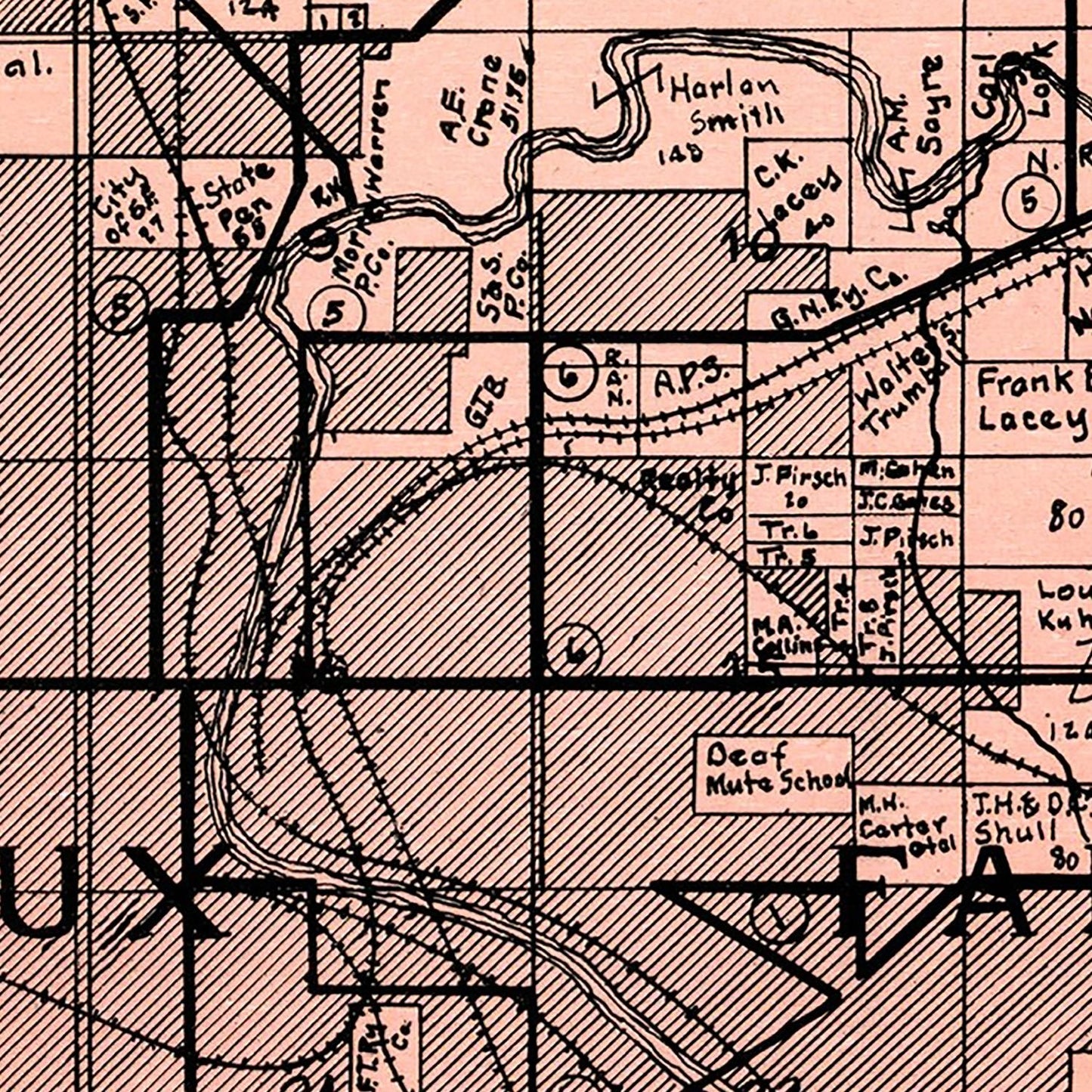 Vintage Map of Sioux Falls Township, Minnehaha County, South Dakota 1913
