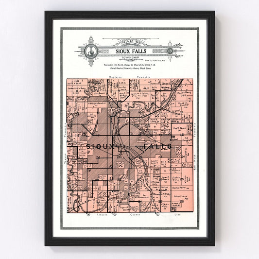 Vintage Map of Sioux Falls Township, Minnehaha County, South Dakota 1913