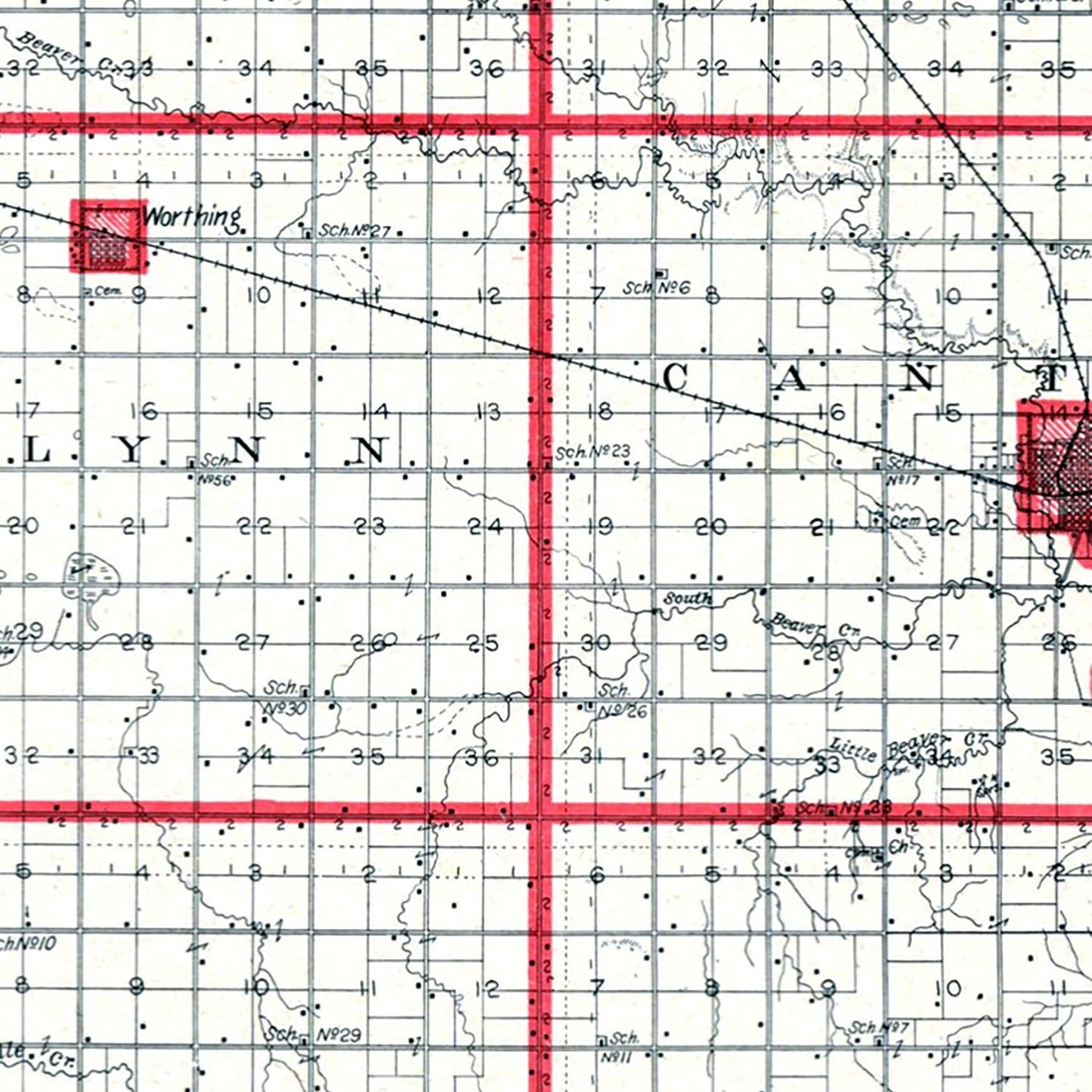 Vintage Map of Lincoln County, South Dakota 1904