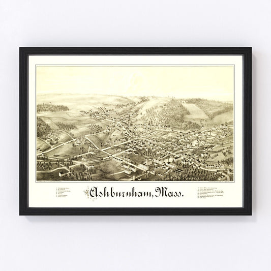 Vintage Map of Ashburnham, Massachusetts 1886
