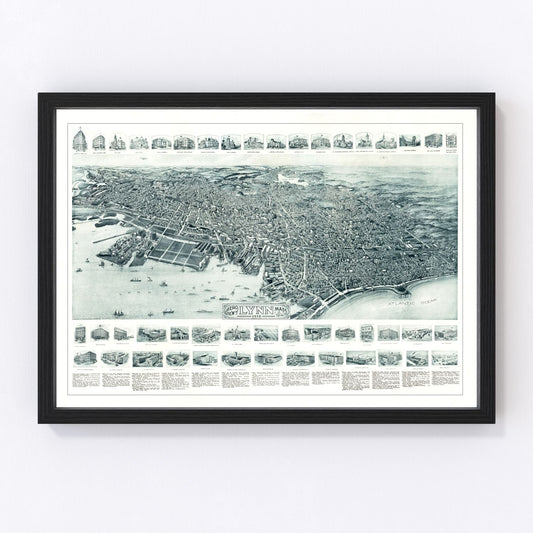 Vintage Map of Lynn, Massachusetts 1916