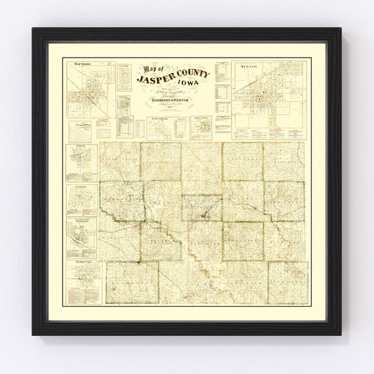 Vintage Map of Jasper County, Iowa 1871