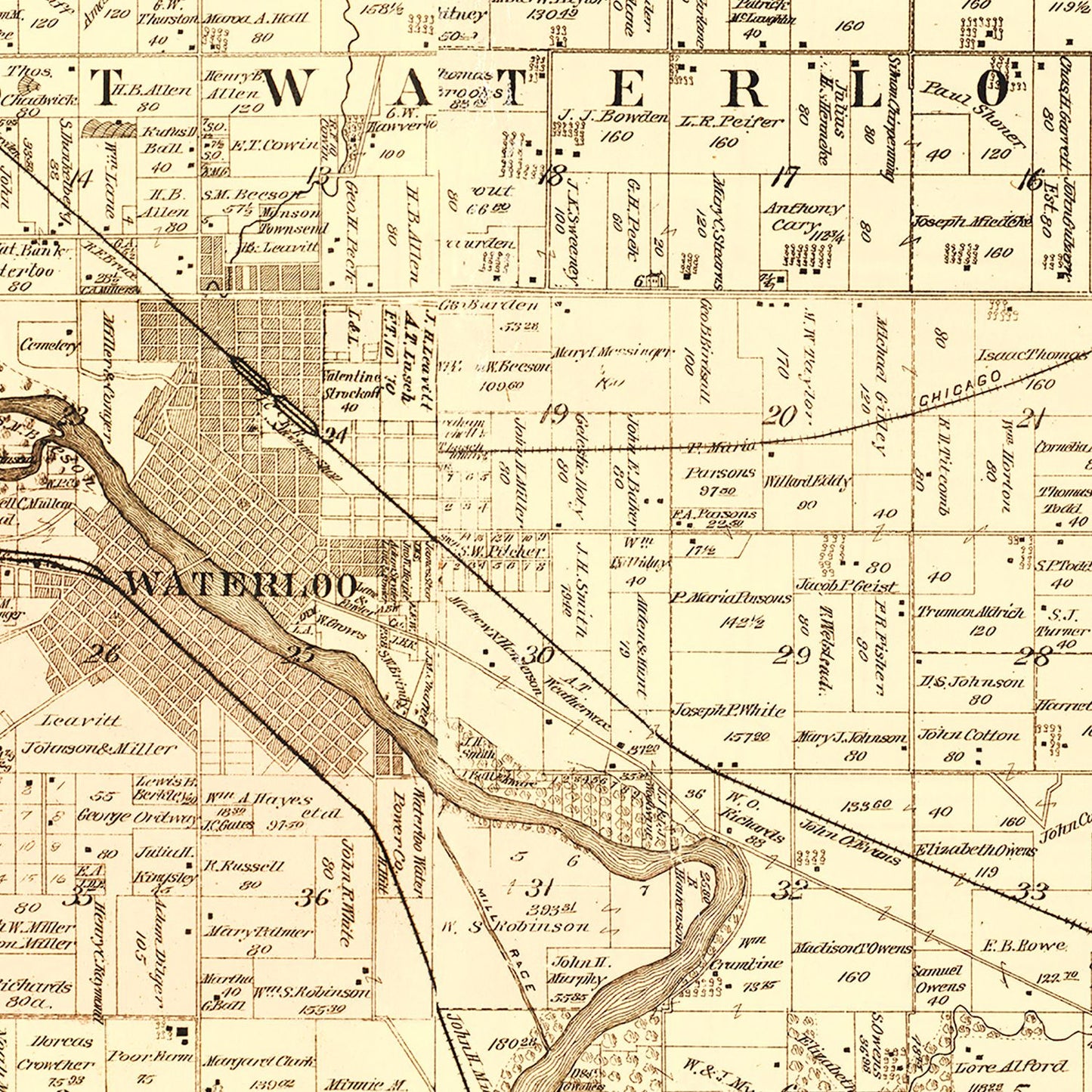 Vintage Map of Black Hawk County, Iowa 1887