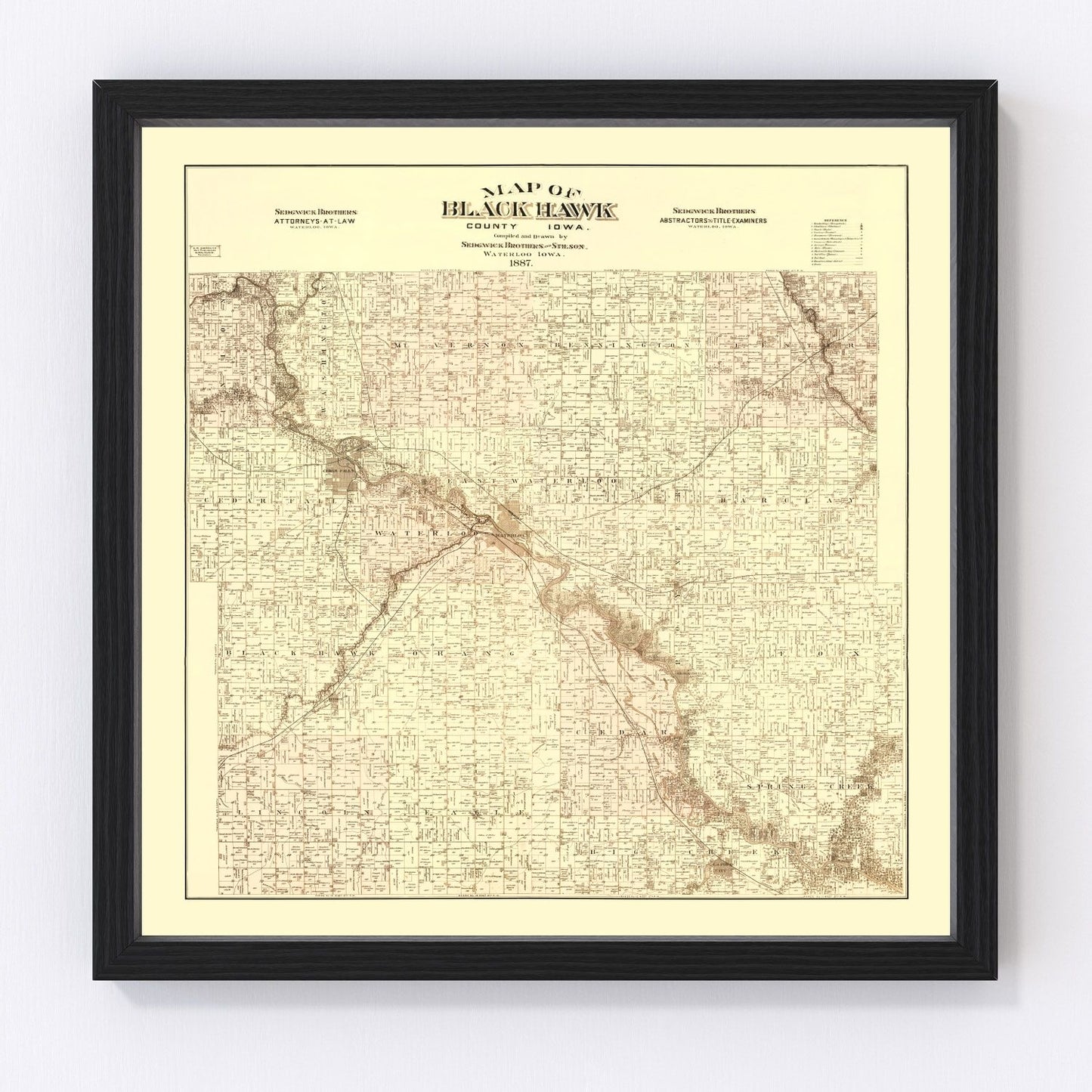 Vintage Map of Black Hawk County, Iowa 1887