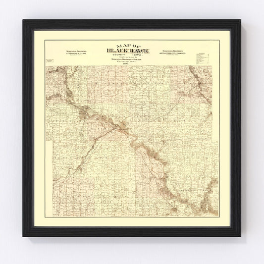 Vintage Map of Black Hawk County, Iowa 1887