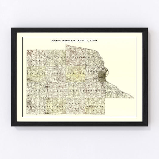 Vintage Map of Dubuque County, Iowa 1900
