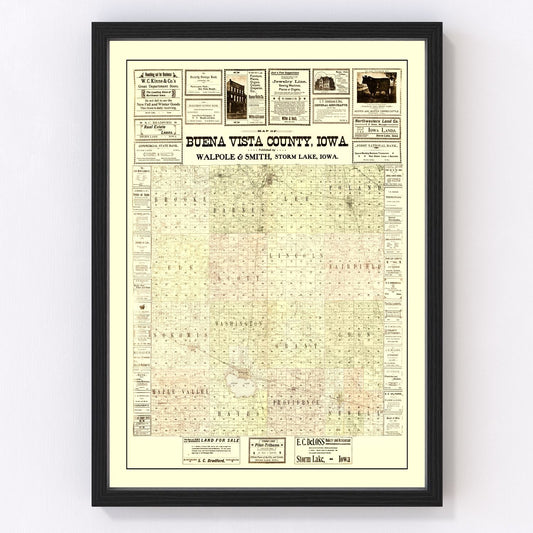 Vintage Map of Buena Vista County, Iowa 1901