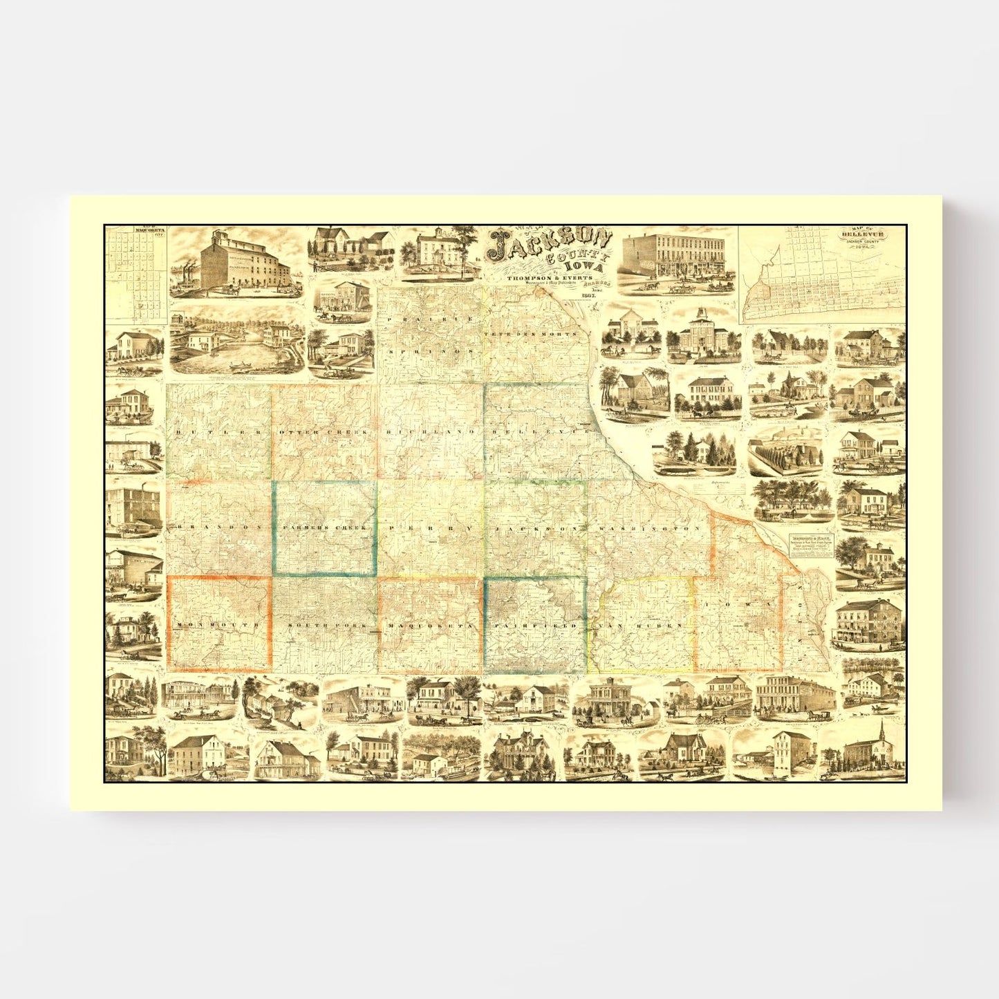 Vintage Map of Jackson County, Iowa 1867