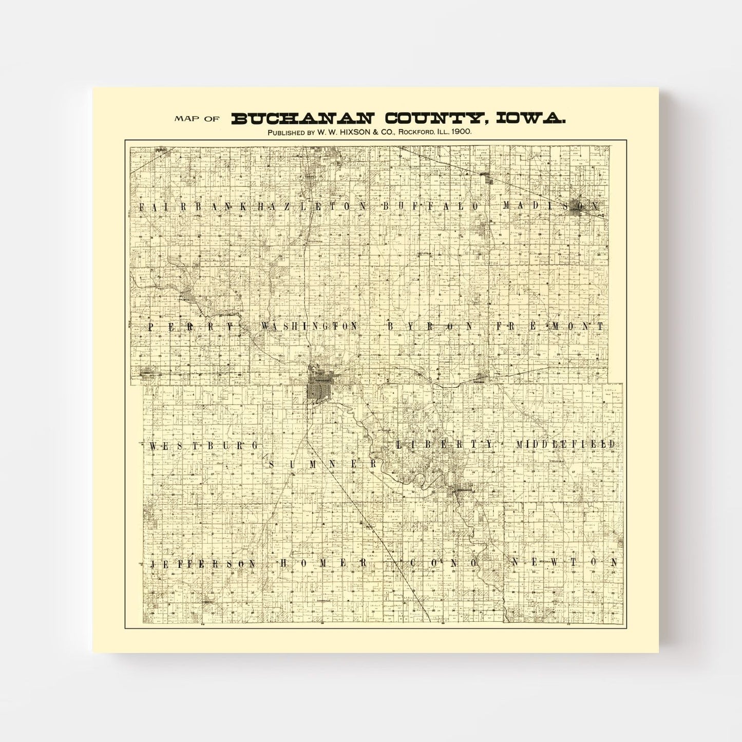 Vintage Map of Buchanan County, Iowa 1900