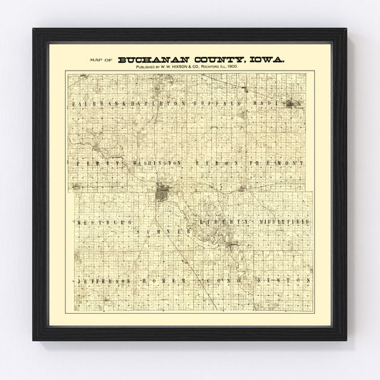 Vintage Map of Buchanan County, Iowa 1900