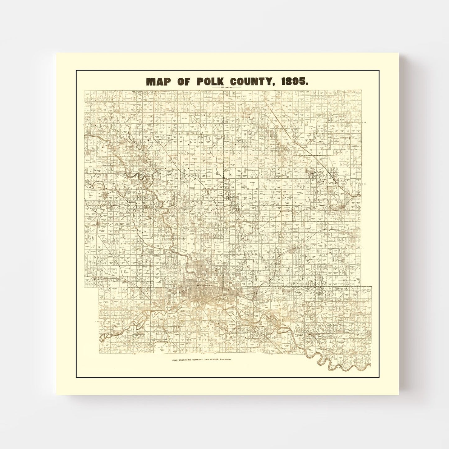 Vintage Map of Pok County, Iowa 1895