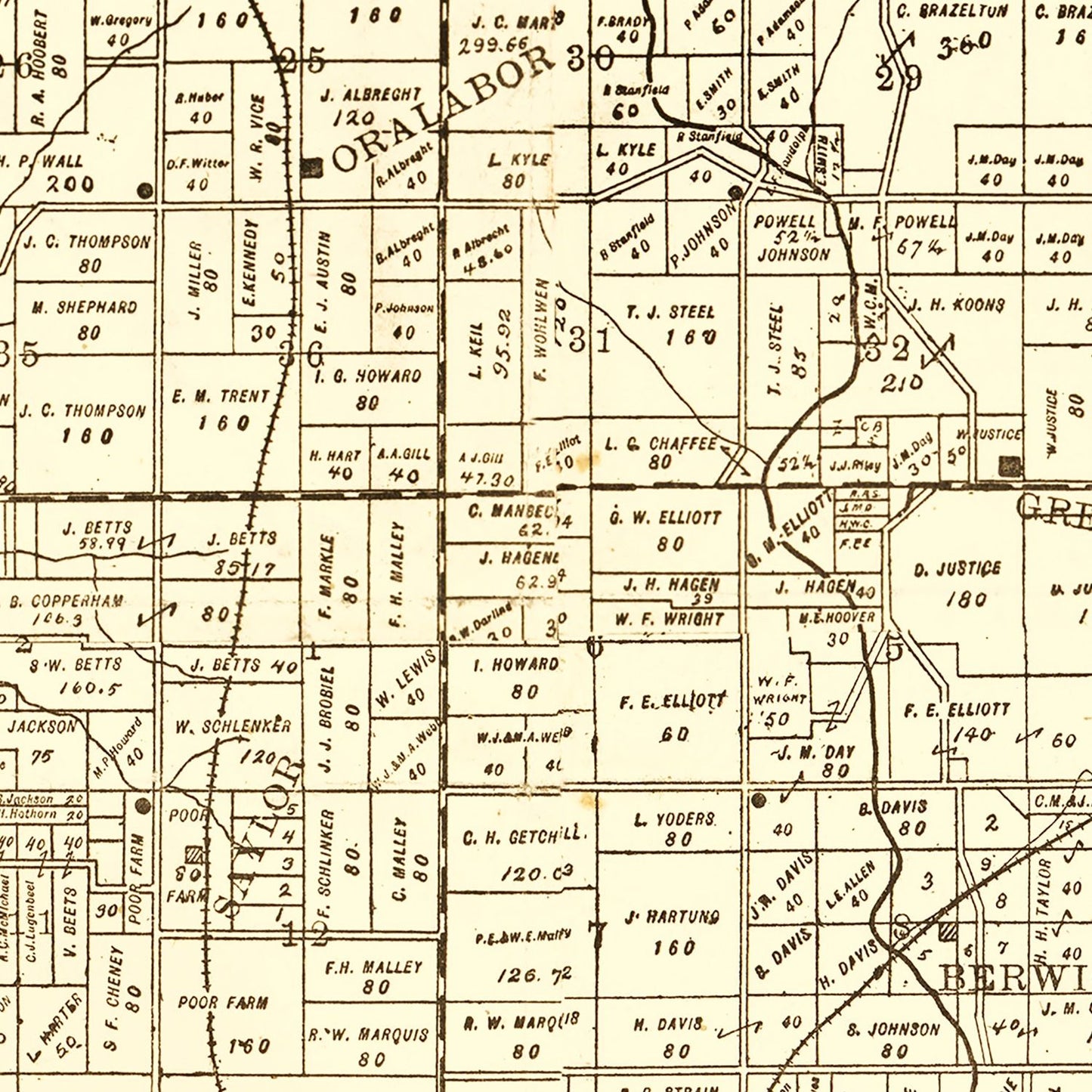 Vintage Map of Pok County, Iowa 1895