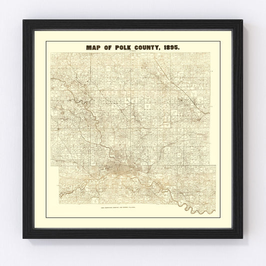 Vintage Map of Pok County, Iowa 1895