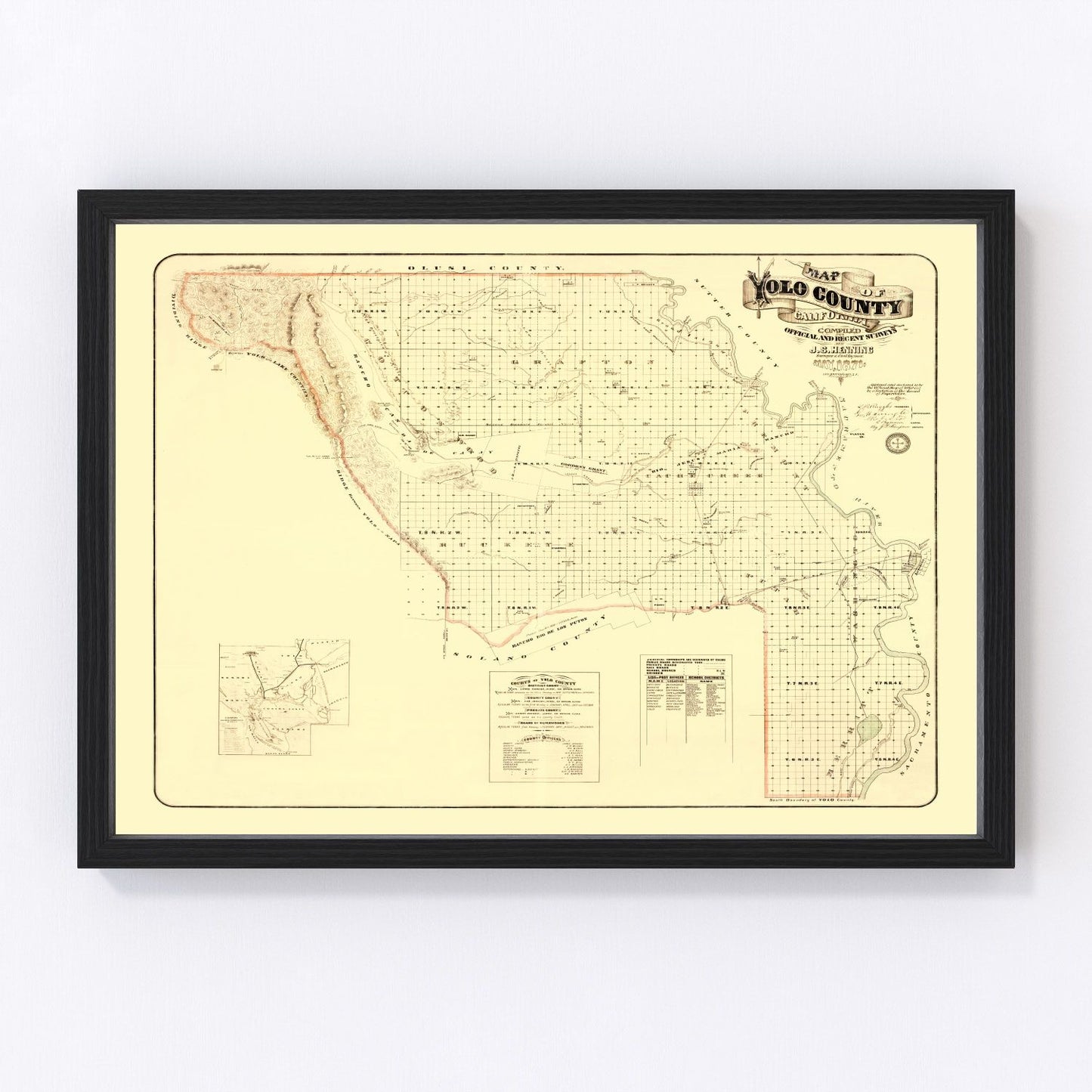 Vintage Map of Yolo County, California 1871
