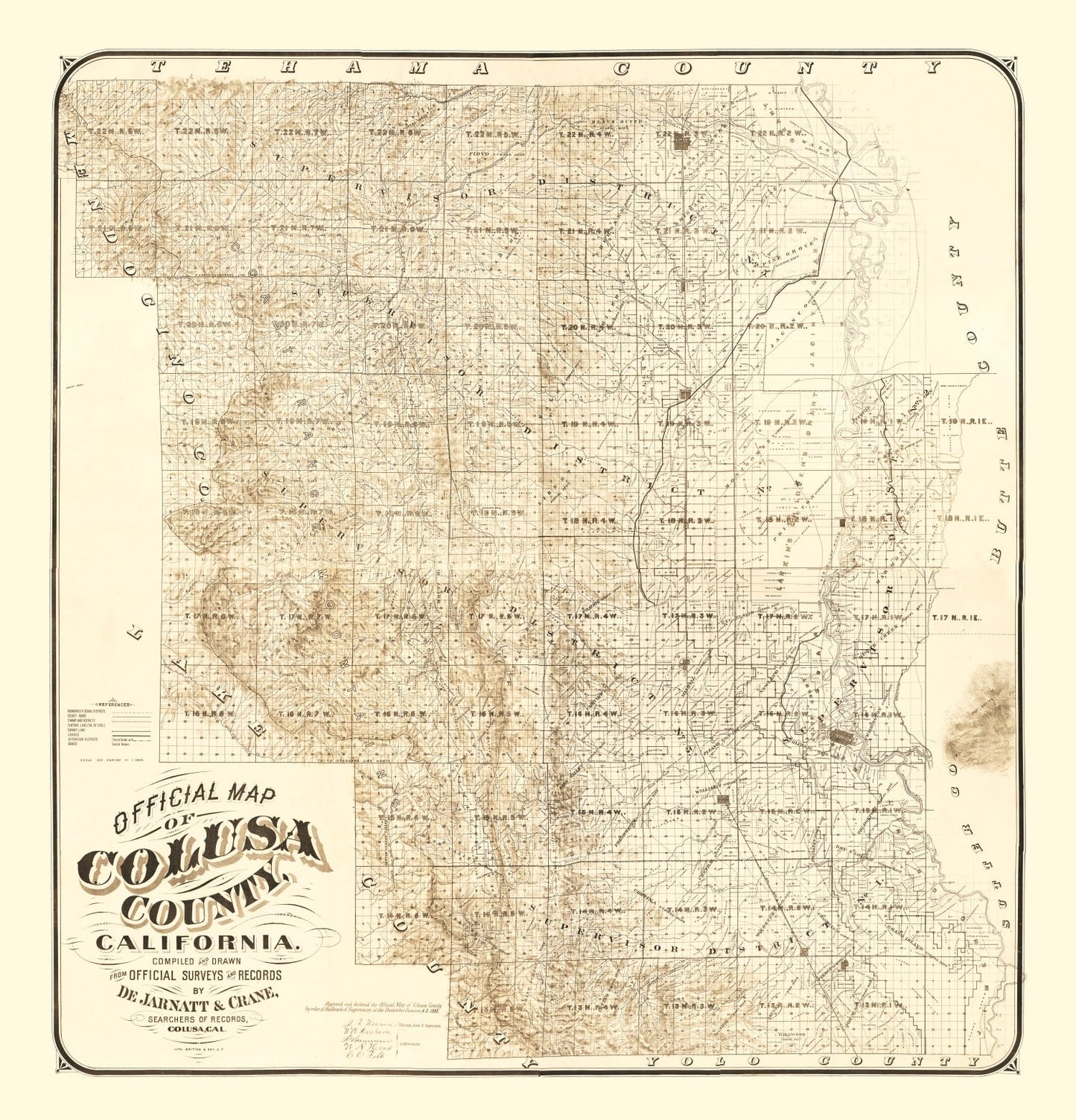 Vintage Map of Colusa County, California 1885