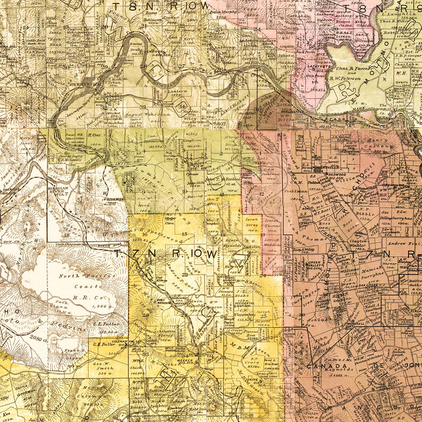 Vintage Map of Sonoma County, California 1900