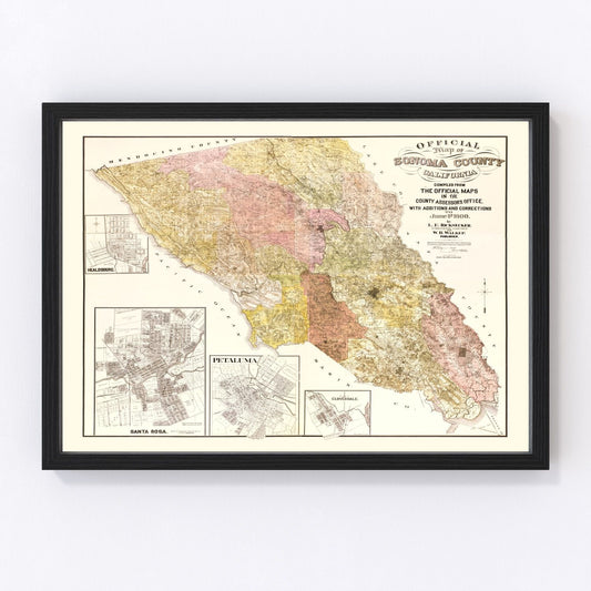 Vintage Map of Sonoma County, California 1900