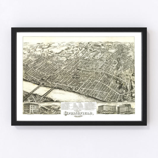 Vintage Map of Springfield, Massachusetts 1875