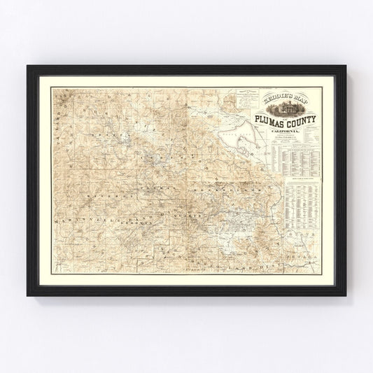 Vintage Map of Plumas County, California 1892