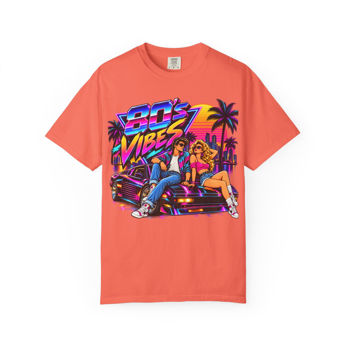 80s Vibes retro car scene T-shirt | neon palm sunset