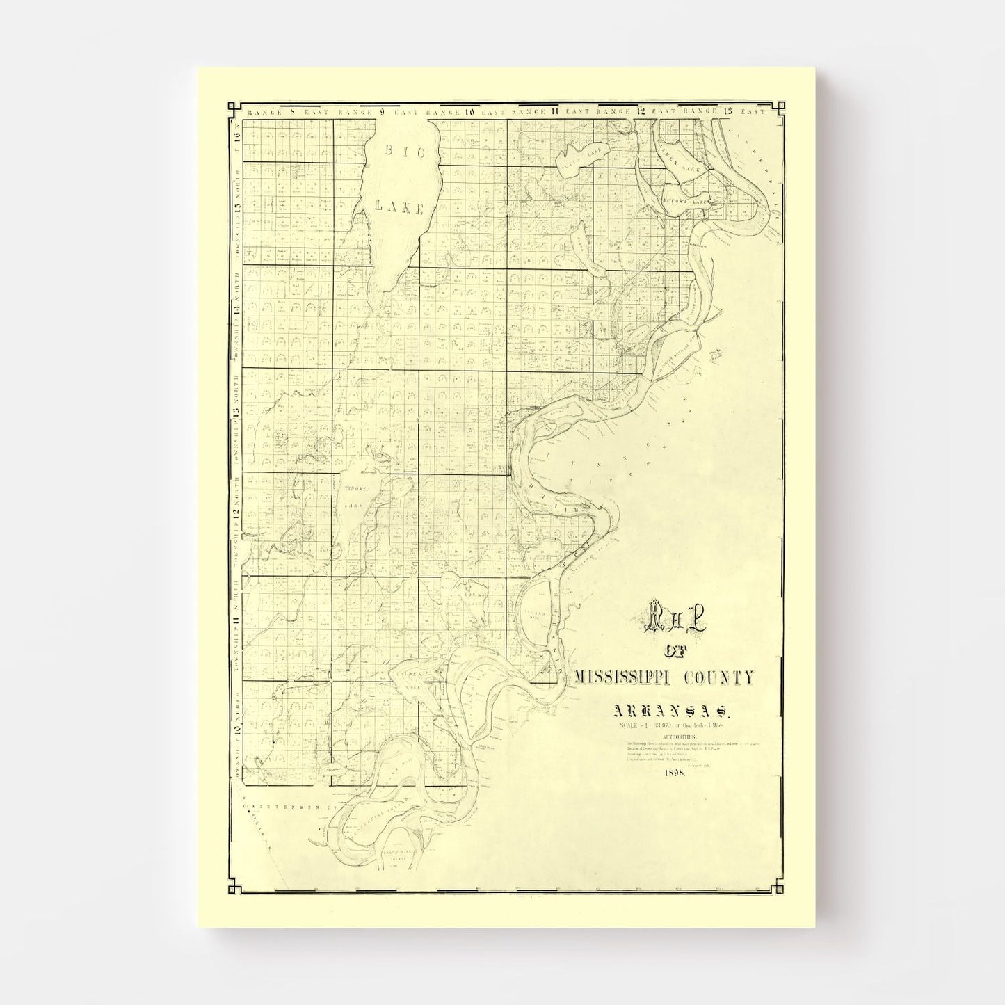 Vintage Map of Mississippi County, Arkansas 1898
