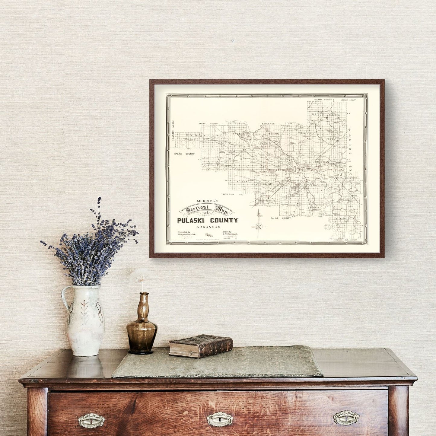 Vintage Map of Pulaski County, Arkansas 1898