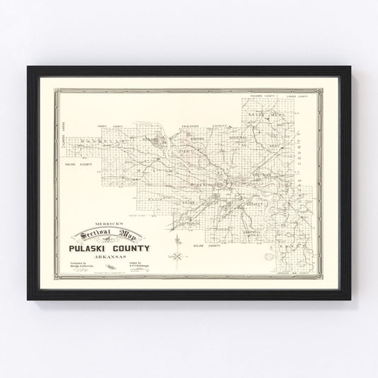 Vintage Map of Pulaski County, Arkansas 1898