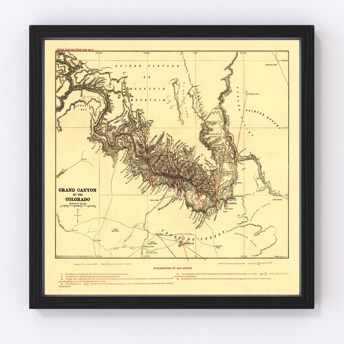 Vintage Map of the Grand Canyon 1904