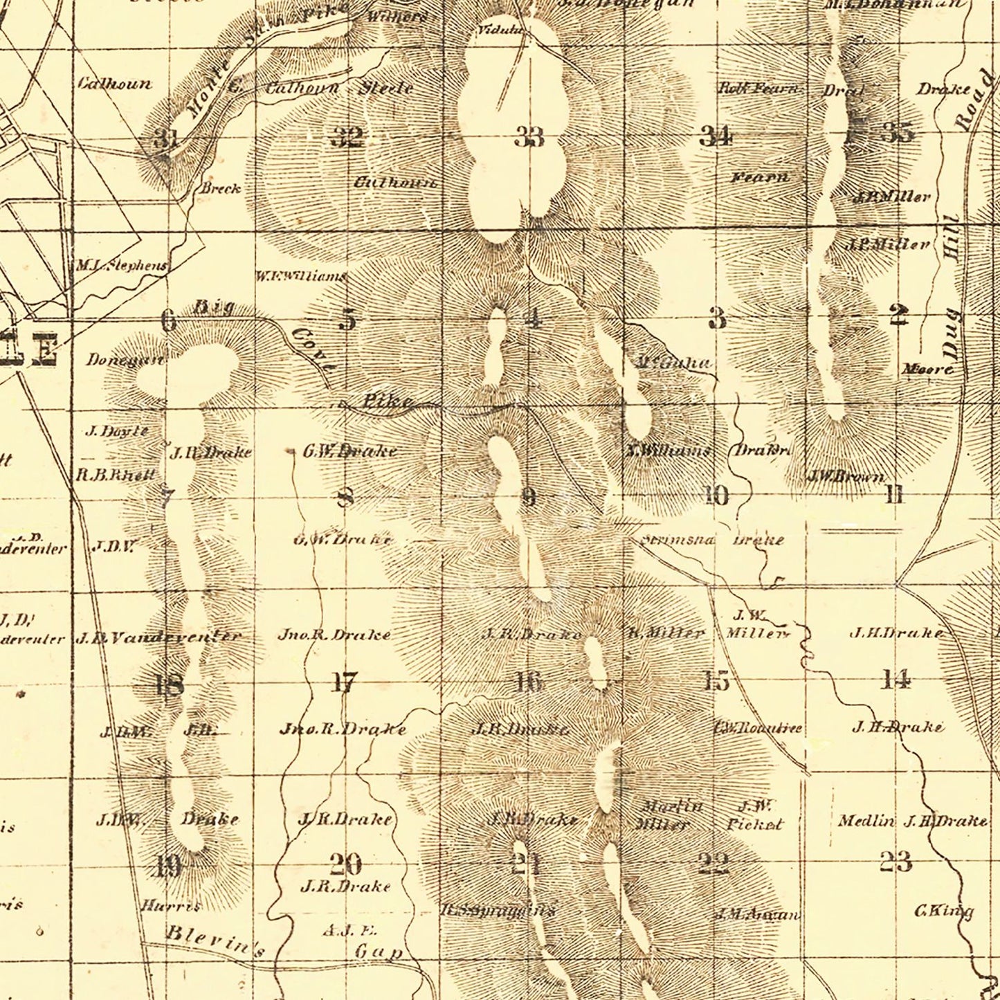 Vintage Map of Madison County, Alabama 1875