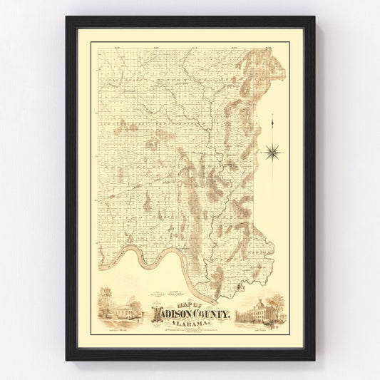 Vintage Map of Madison County, Alabama 1875