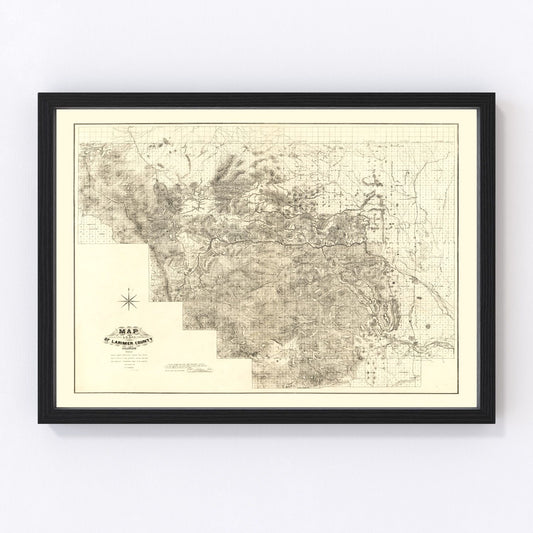 Vintage Map of Larimer County, Colorado 1884